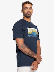 Quiksilver Blue 100% Cotton Gradient Mountains Logo T-Shirt - Image 3 of 6