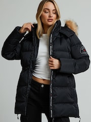 Zavetti Canada Black Womens Virna 2.0 Mid Length Puffer Black Parka Jacket - Image 3 of 7