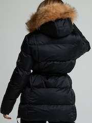 Zavetti Canada Black Womens Virna 2.0 Mid Length Puffer Black Parka Jacket - Image 4 of 7