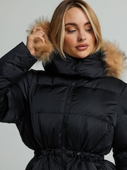 Zavetti Canada Black Womens Virna 2.0 Mid Length Puffer Black Parka Jacket - Image 5 of 7