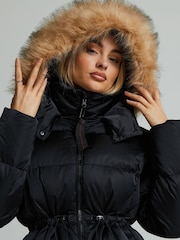 Zavetti Canada Black Womens Virna 2.0 Mid Length Puffer Black Parka Jacket - Image 6 of 7