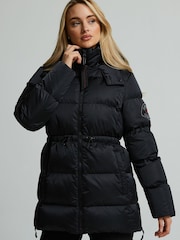Zavetti Canada Black Womens Virna 2.0 Mid Length Puffer Black Parka Jacket - Image 7 of 7