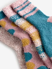 Blue/Pink/Ochre Cosy Socks 4 Pack - Image 2 of 9