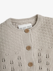 The Little Tailor 100% Cotton Pointelle Knitted Cardigan - Image 2 of 2
