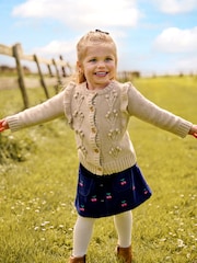 JoJo Maman Bébé Navy Blue Cherry Embroidered Cord Skirt - Image 4 of 4