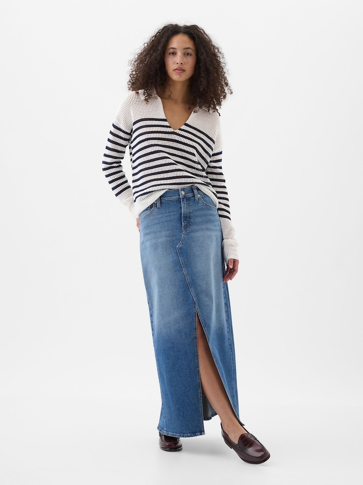 Gap Blue Denim Maxi Skirt - Image 1 of 5 Gap Blue Denim Maxi Skirt - Image 1 of 5