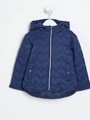 River Island Blue Girls Light Weight Heart Padded Coat - Image 1 of 4