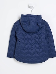 River Island Blue Girls Light Weight Heart Padded Coat - Image 2 of 4