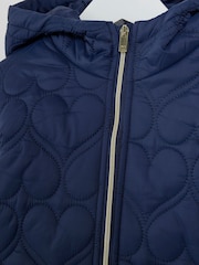 River Island Blue Girls Light Weight Heart Padded Coat - Image 3 of 4