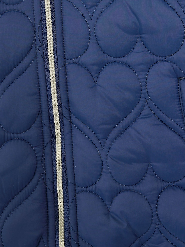 River Island Blue Girls Light Weight Heart Padded Coat - Image 4 of 4