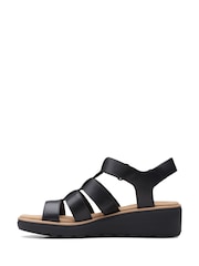 Clarks Black Wide Fit (E) Leather Jillian Quartz Sandals - Image 2 of 7