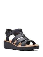 Clarks Black Wide Fit (E) Leather Jillian Quartz Sandals - Image 3 of 7