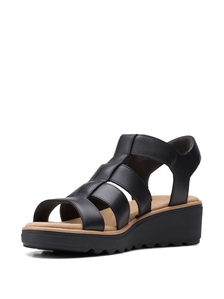 Buy Clarks Black Wide Fit (E) Leather Jillian Quartz Sandals from