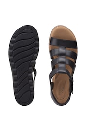 Clarks Black Wide Fit (E) Leather Jillian Quartz Sandals - Image 5 of 7