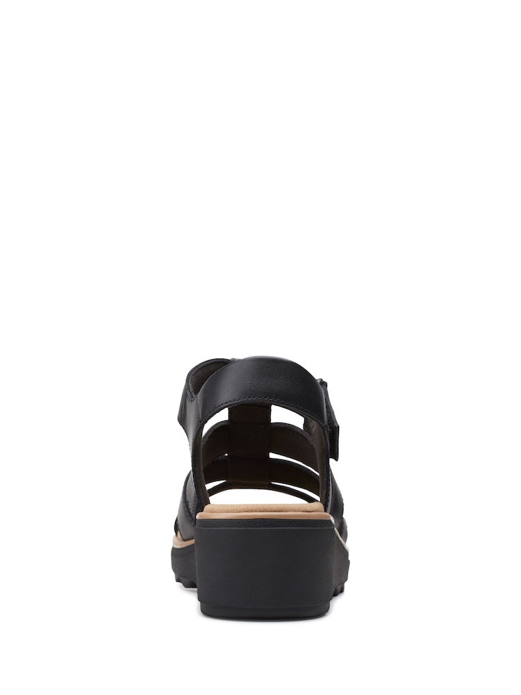 Clarks Black Wide Fit (E) Leather Jillian Quartz Sandals - Image 7 of 7
