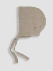 JoJo Maman Bébé Natural Knitted Baby Bonnet - Image 1 of 3