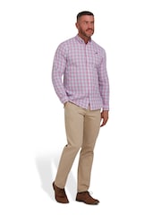 Raging Bull Pink 100% Cotton Long Sleeve Multi Check Poplin Shirt - Image 3 of 8