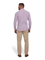 Raging Bull Pink 100% Cotton Long Sleeve Multi Check Poplin Shirt - Image 4 of 8