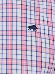 Raging Bull Pink 100% Cotton Long Sleeve Multi Check Poplin Shirt - Image 6 of 8