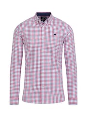 Raging Bull Pink 100% Cotton Long Sleeve Multi Check Poplin Shirt - Image 8 of 8