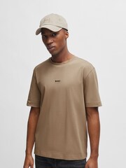 BOSS Brown Relaxed Fit TChup Stretch Cotton T-Shirt - Image 1 of 10