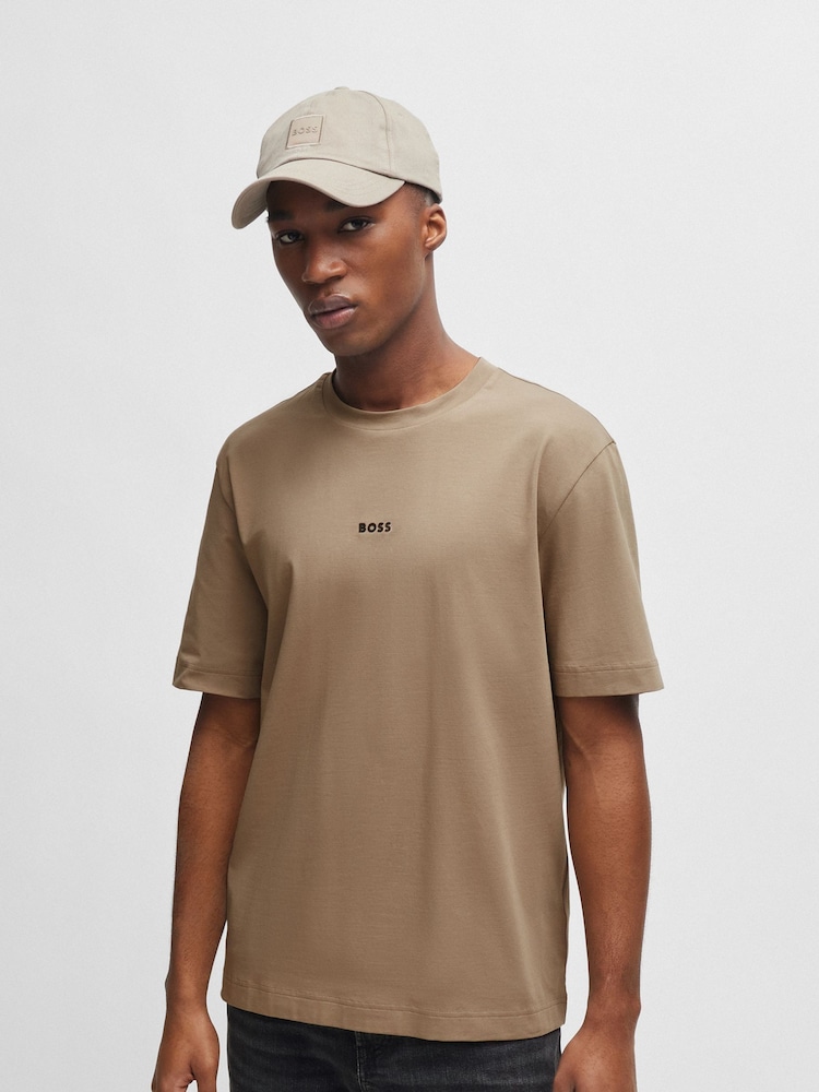 BOSS Brown Relaxed Fit TChup Stretch Cotton T-Shirt - Image 1 of 10