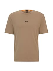 BOSS Brown Relaxed Fit TChup Stretch Cotton T-Shirt - Image 10 of 10