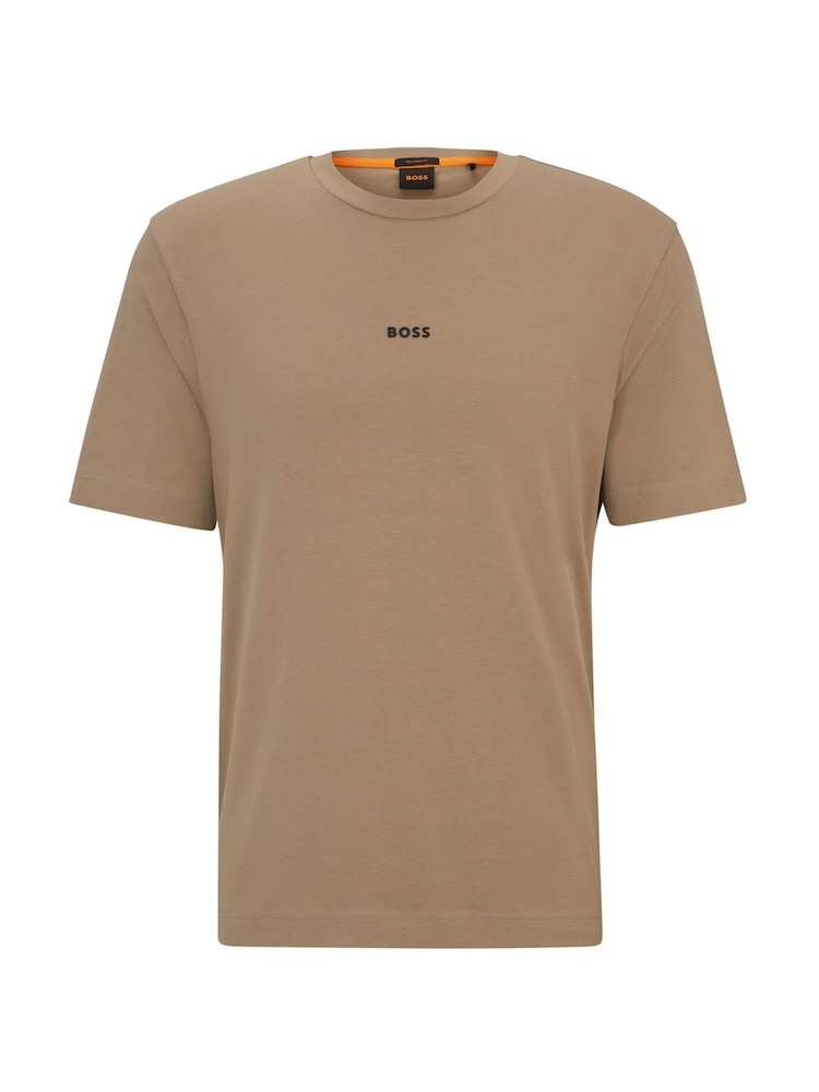 BOSS Brown Relaxed Fit TChup Stretch Cotton T-Shirt - Image 10 of 10