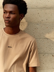 BOSS Brown Relaxed Fit TChup Stretch Cotton T-Shirt - Image 4 of 10