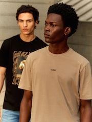 BOSS Brown Relaxed Fit TChup Stretch Cotton T-Shirt - Image 6 of 10