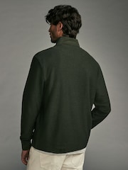 Khaki Green Marl Long Sleeve Textured Quarter Zip Jumper - Image 2 of 8