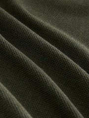 Khaki Green Marl Long Sleeve Textured Quarter Zip Jumper - Image 8 of 8