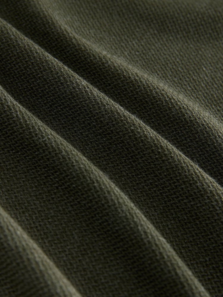 Khaki Green Marl Long Sleeve Textured Quarter Zip Jumper - Image 8 of 8