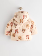Cream Bear Print Baby Puffer Coat (0mths-2yrs) - Image 2 of 7