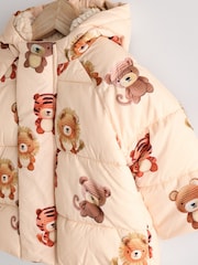 Cream Bear Print Baby Puffer Coat (0mths-2yrs) - Image 3 of 7
