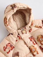 Cream Bear Print Baby Puffer Coat (0mths-2yrs) - Image 4 of 7