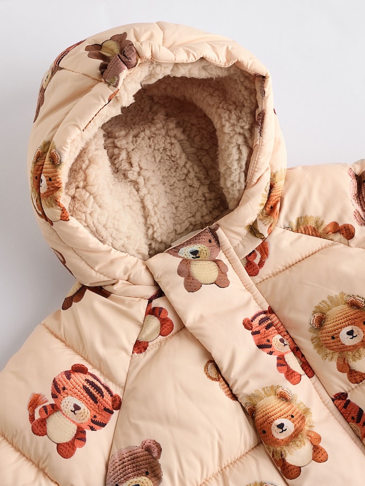 Cream Bear Print - מעיל פוף לתינוקות (גיל 0 עד 2) - Image 4 of 7