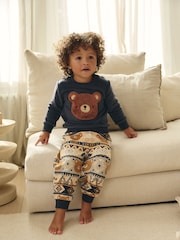 Brown/Cream Bear Single Cosy Fleece Pyjamas (9mths-8yrs) - Image 3 of 8