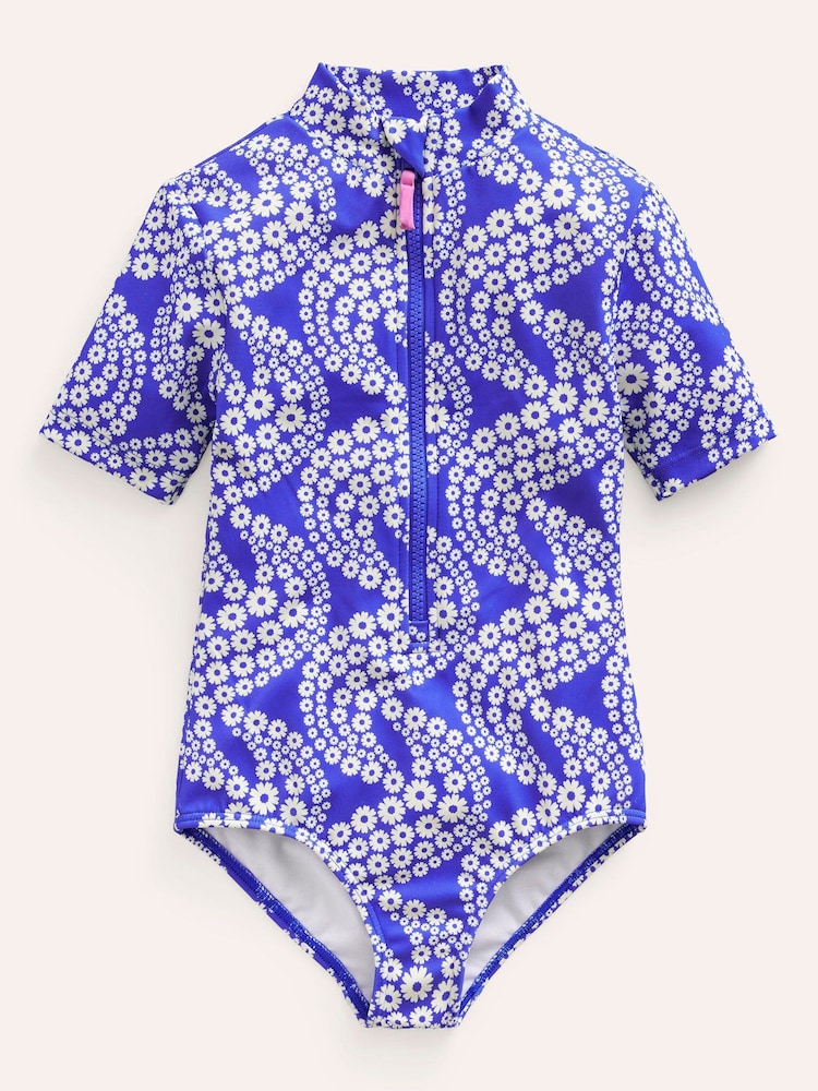 Boden Blue Short-sleeved Swimsuit - Image 2 of 4 Boden Blue Short-sleeved Swimsuit - Image 2 of 4