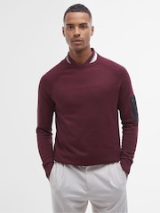 Barbour® International Burgundy Red Blades Cotton Crew Neck 100% Cotton Knit Jumper - Image 1 de 1