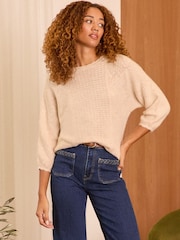 Love & Roses Ivory White Cosy Stitch Detail Jumper - Image 3 of 4