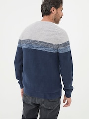 FatFace Hinton Navy Chest Stripe Crew Neck Jumper - Image 2 of 5