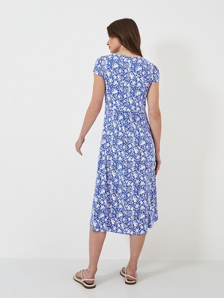 Crew Clothing Blue Mel Floral Short Sleeve Midi Dress - Image 2 of 4 Crew Clothing Blue Mel Floral Short Sleeve Midi Dress - Image 2 of 4