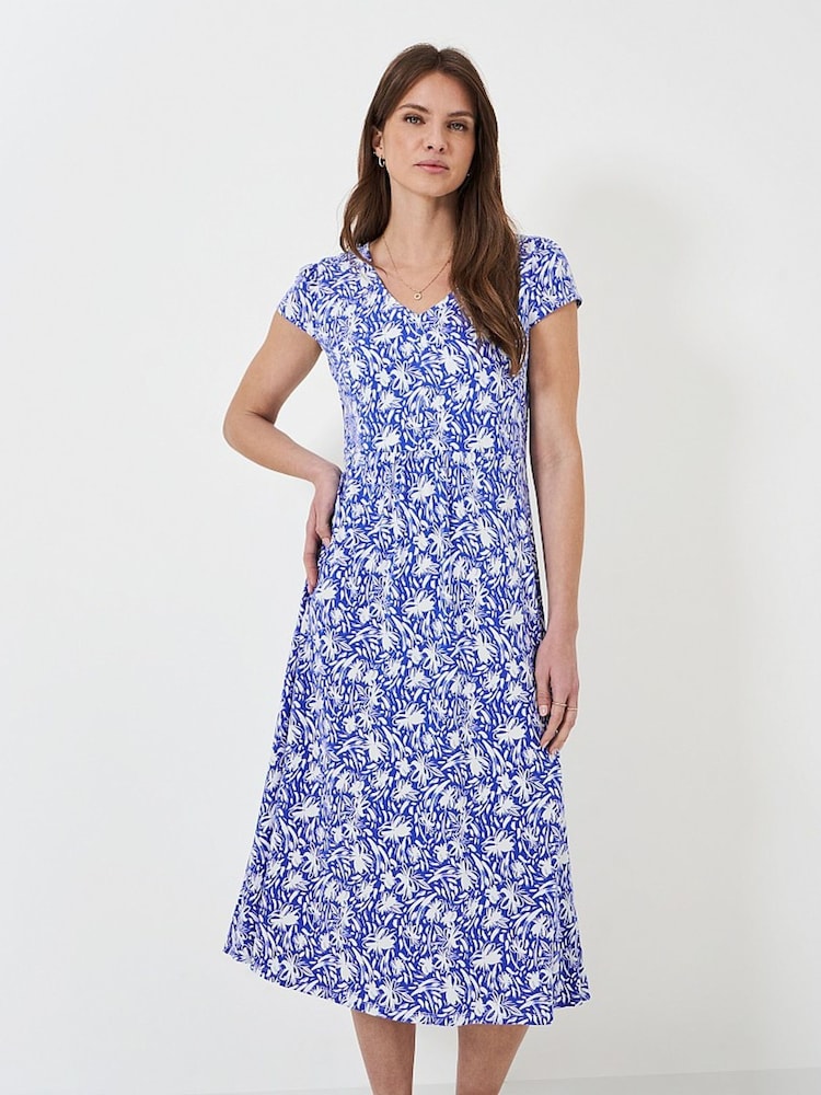 Crew Clothing Blue Mel Floral Short Sleeve Midi Dress - Image 4 of 4 Crew Clothing Blue Mel Floral Short Sleeve Midi Dress - Image 4 of 4