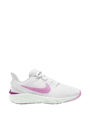 Nike White/Pink Youth Star Runner 4 Trainers - Image 1 of 4