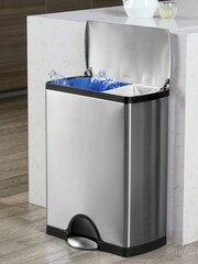simplehuman Brushed Steel 46L Rectangular Recycler Bin - Image 2 of 5