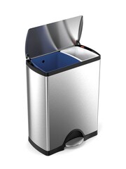 simplehuman Brushed Steel 46L Rectangular Recycler Bin - Image 4 of 5