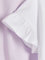 River Island Purple Girls 100% Cotton Tres Chic Frill T-Shirts 2 Pack - Image 3 of 4