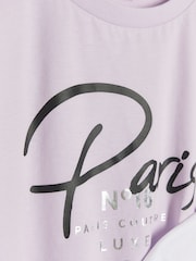 River Island Purple Girls 100% Cotton Tres Chic Frill T-Shirts 2 Pack - Image 4 of 4
