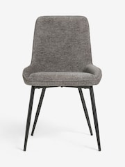 Set of 2 Textured Chenille Light Grey Hamilton Black Leg Quilted Dining Chairs - Image 3 of 9